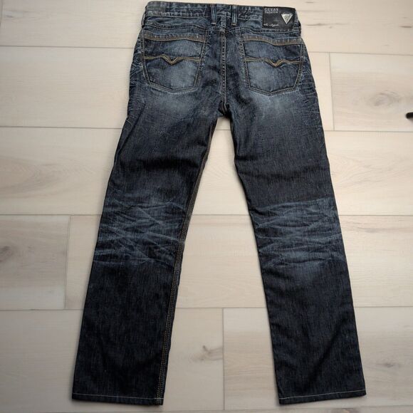 Guess Premium Jeans Mens 32x30 Lincoln Slim Straight Blue Denim - Picture 6 of 14